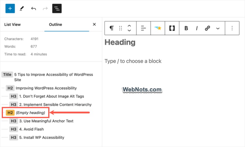 Misaligned Heading in Content