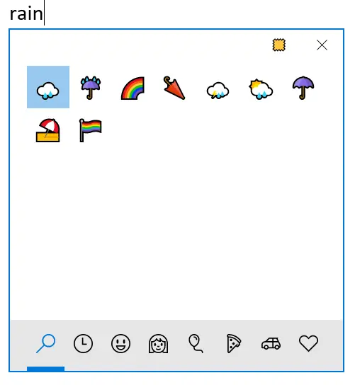 Символы погоды Emoji в Windows 10