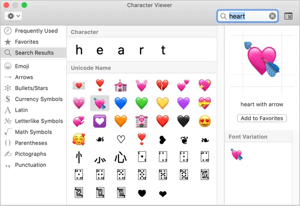 heart letter keyboard