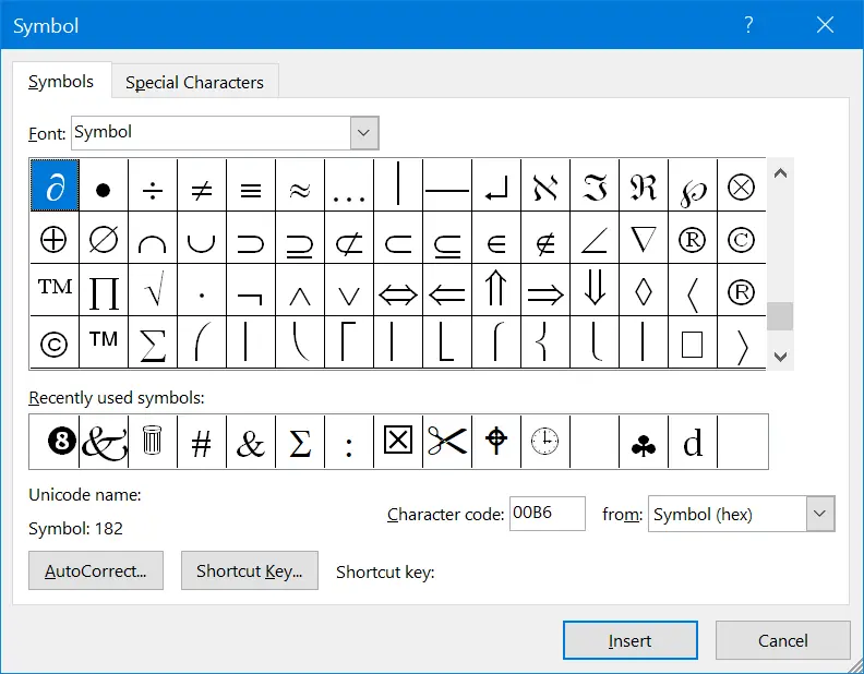 type symbol for alpha word mac