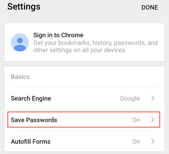 Save Passwords in Chrome iOS
