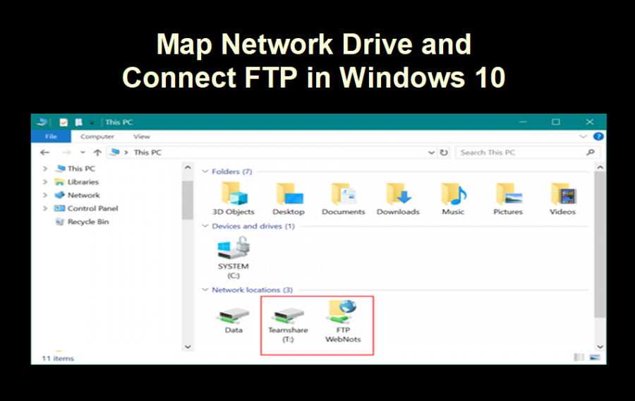 Map Network Drive and Connect FTP in Windows 10