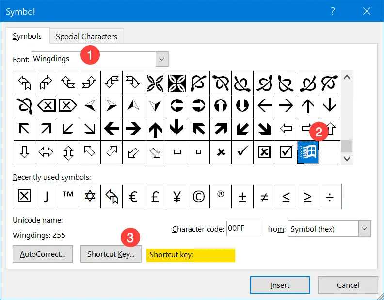 add btc symbol to word