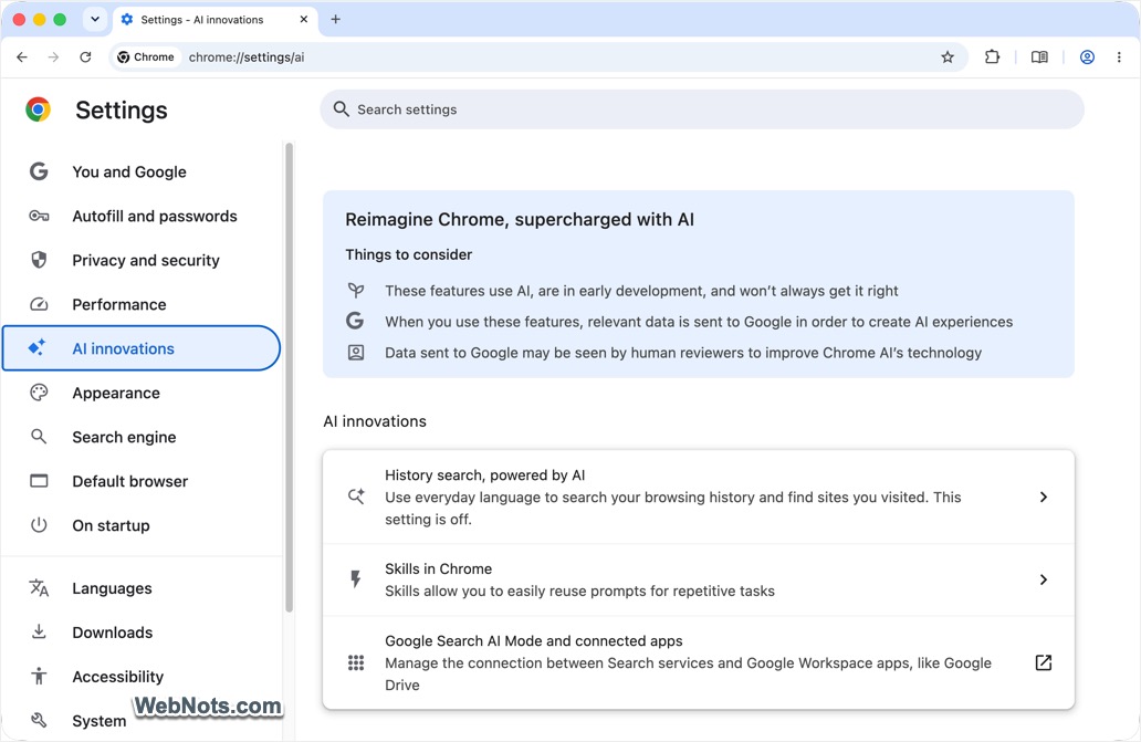 AI Features in Chrome