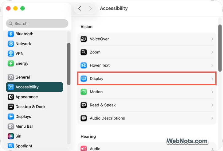 Accessibility Display Settings