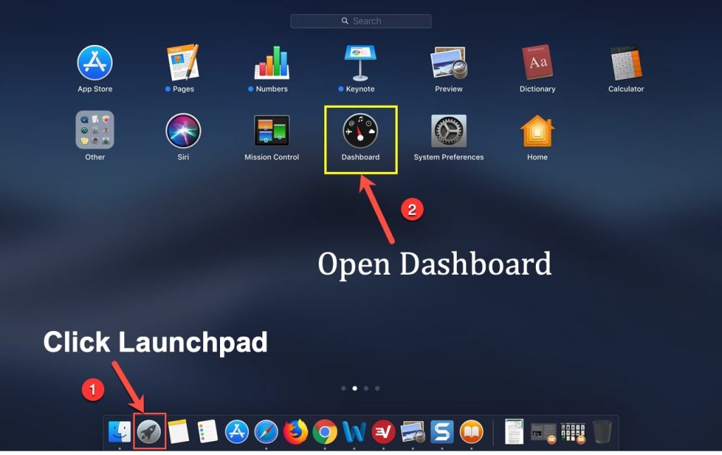 Как убрать dashboard в mac os