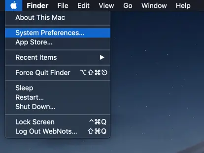 Откройте системные настройки в Mac