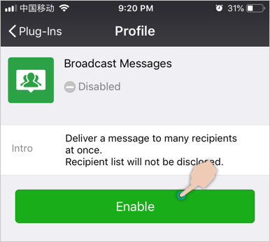 Enable Broadcast Message Plugin