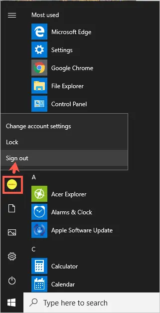 7 Ways To Log Off Or Sign Out From Windows 10 User Account Webnots