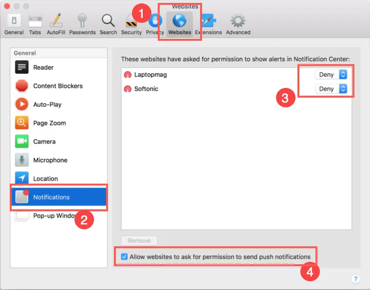 Manage Notifications in Safari