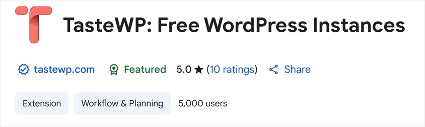 TasteWP Extension