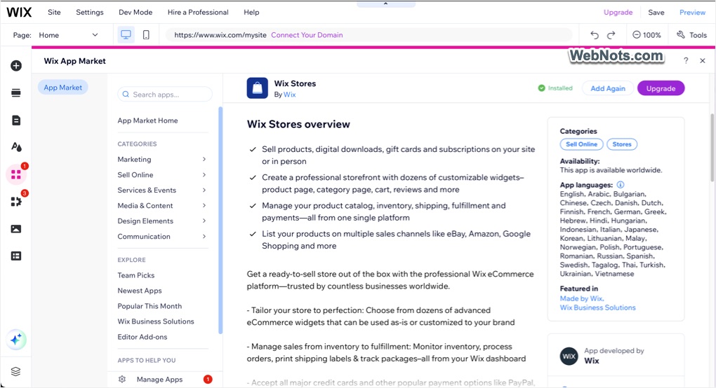 Wix Stores App