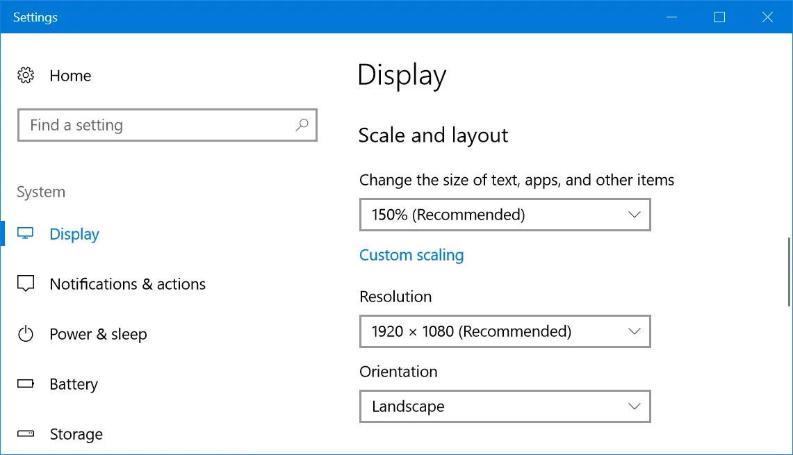 Change Display Settings