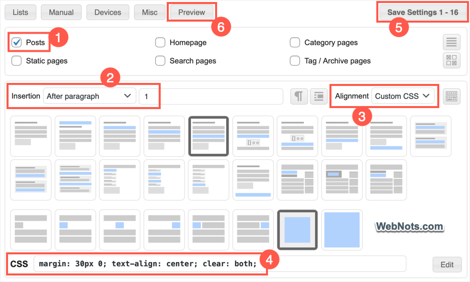Ad Placement Configuration in Ad Inserter