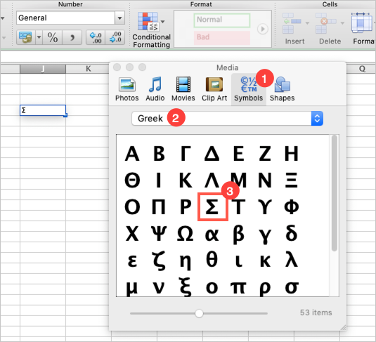 special characters in excel for mac