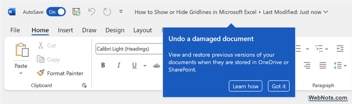 Notification for Fix or Recover Document