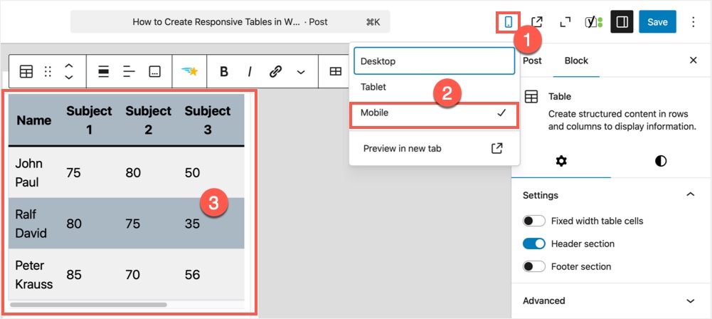 Preview Responsiveness in Mobile