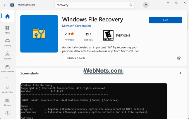 Install Windows Recovery App