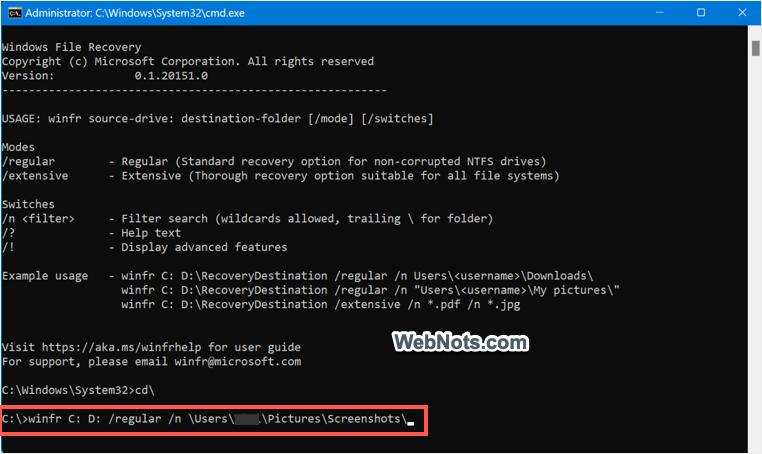 Run Recovery Command