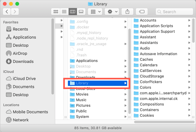 Папка библиотеки в Mac