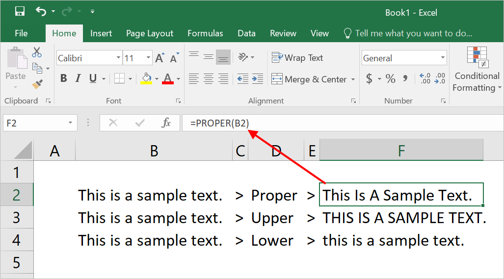 Change Text Case in Excel