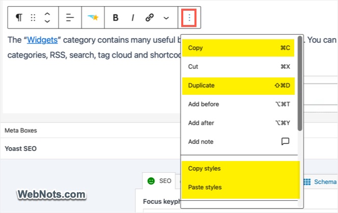 Copy Paste Blocks with Styles