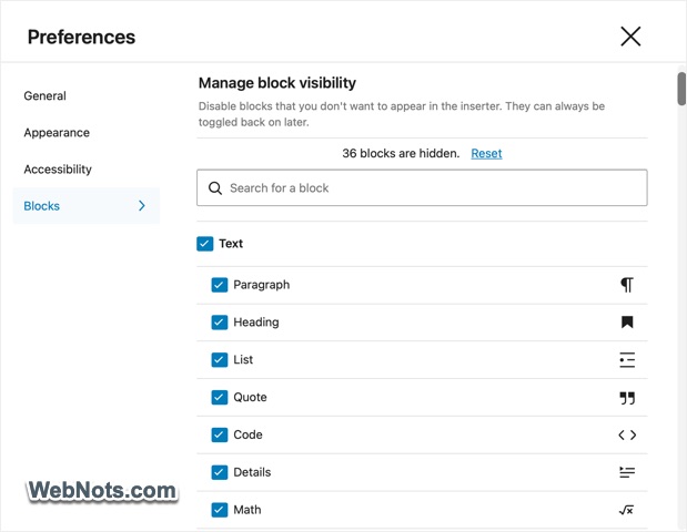 Gutenberg Blocks Manager
