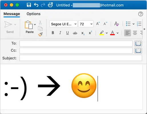 outlook smiley hotkey