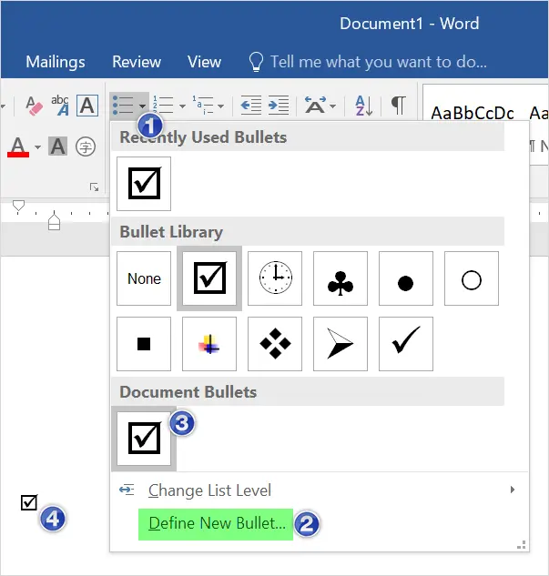 shortcuts for bullets in microsoft word mac