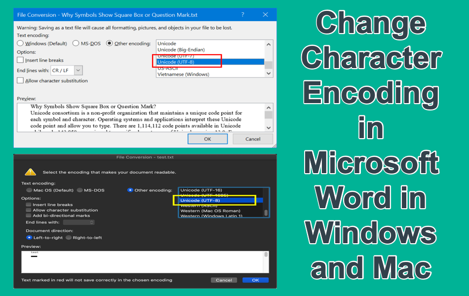 how to change text encoding to english