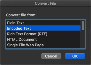 Convert File Option in Mac