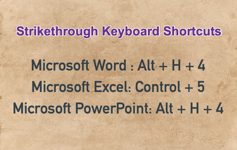 excel keyboard shortcut striketrough