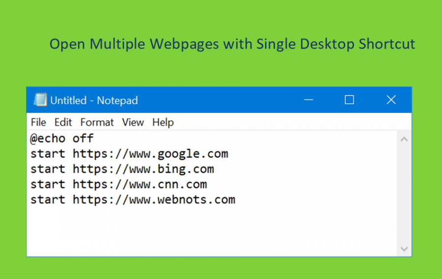 Open Multiple Webpages with Single Desktop Shortcut