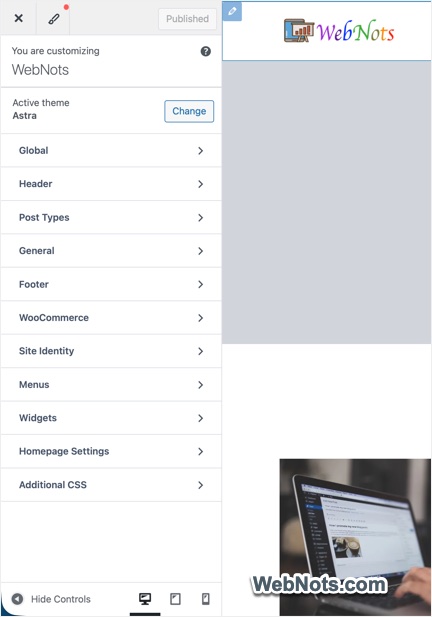 Customizer Options