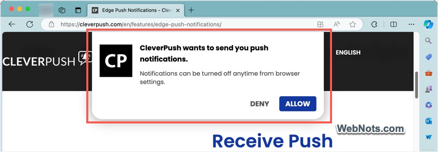Push Notification in Edge Browser