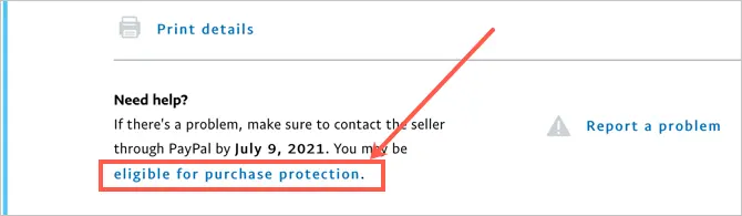 Click Purchase Protection Link