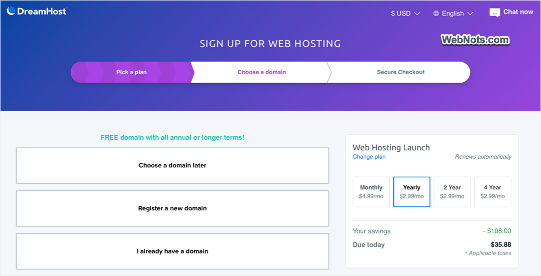 DreamHost Checkout Page