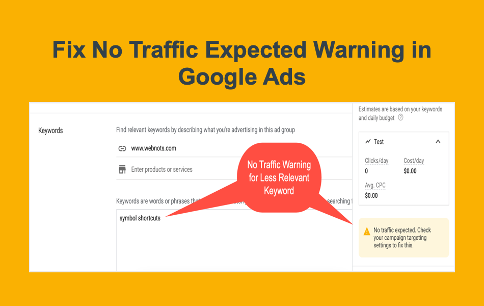 Fix No Traffic Expected Warning in Google Ads
