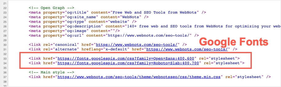 Google Fonts Files in Source Code