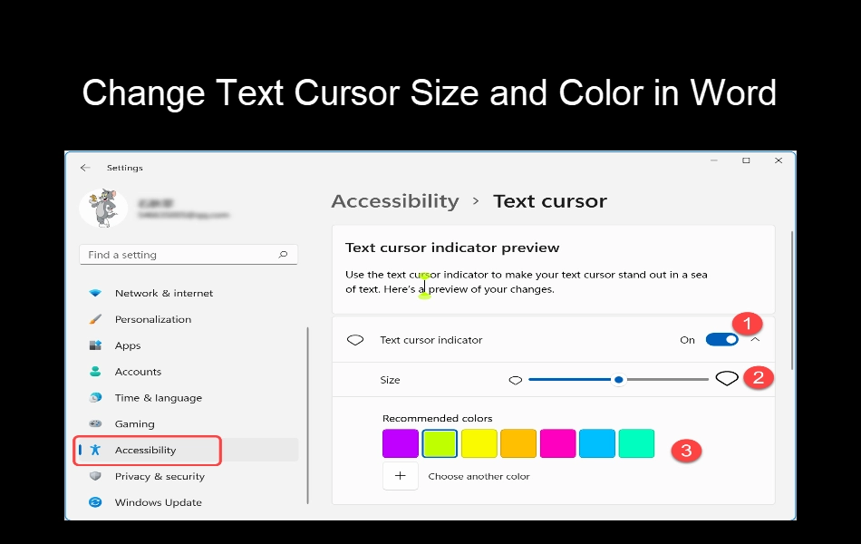 How to change the mouse pointer size, color, and thickness