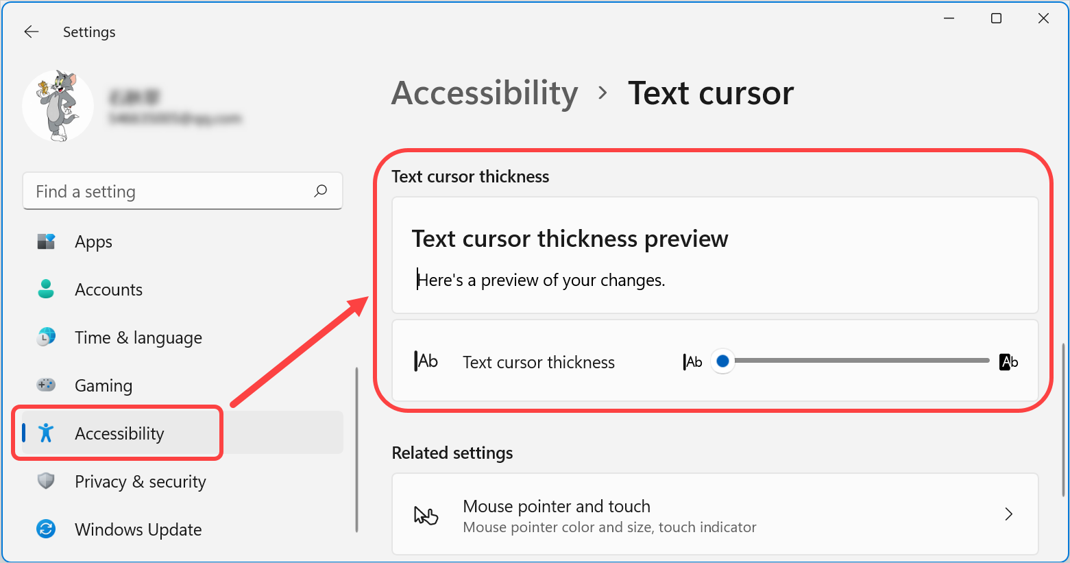 How to change the mouse pointer size, color, and thickness