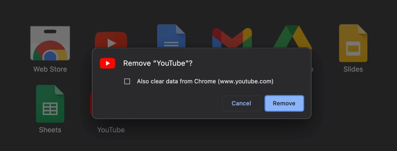 Delete YouTube App from Chrome Mac