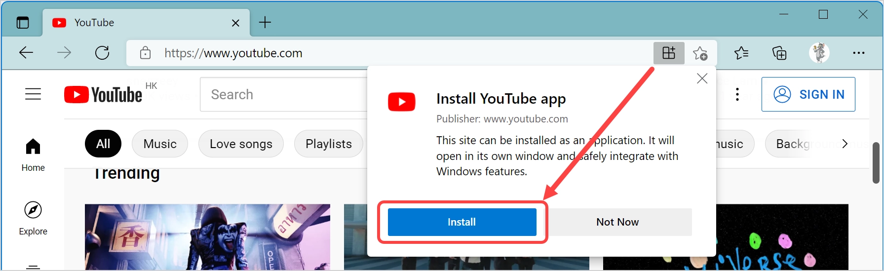 Install YouTube App in Windows 11