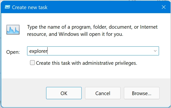 Type Program Name for Task