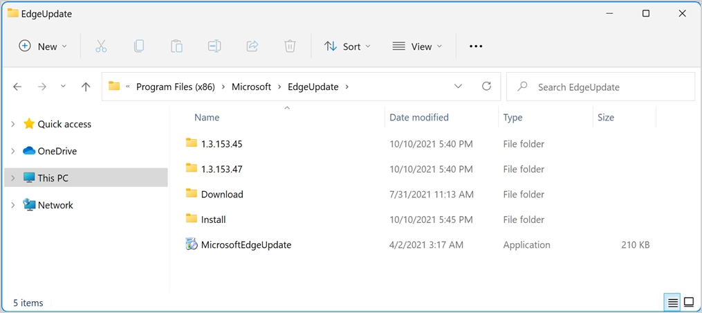 Archivos de actualización de Microsoft Edge
