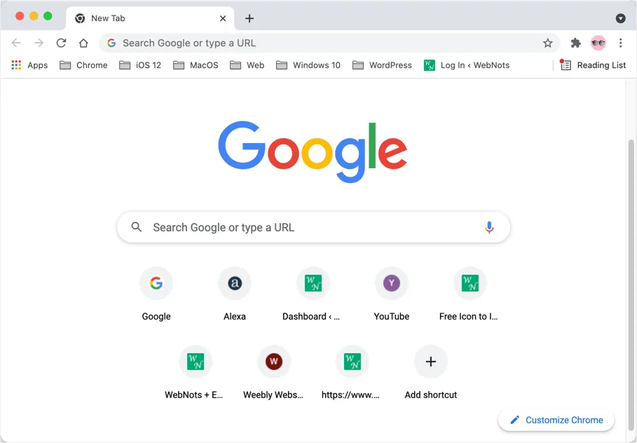 Google Chrome in Mac