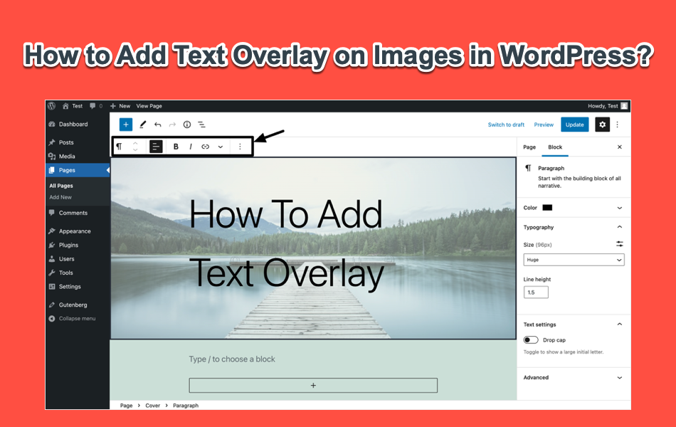 how to overlay text on image in wordpress