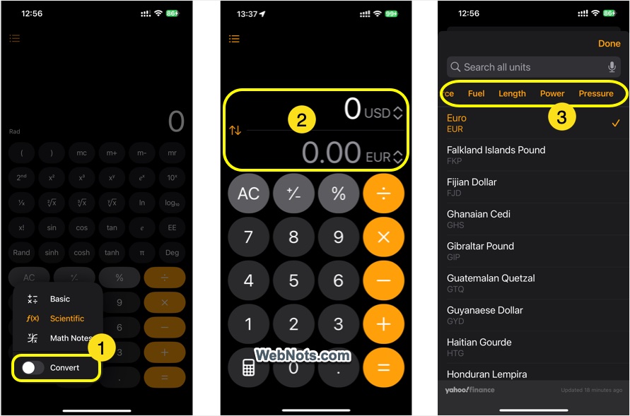 Use Calculator as Converter