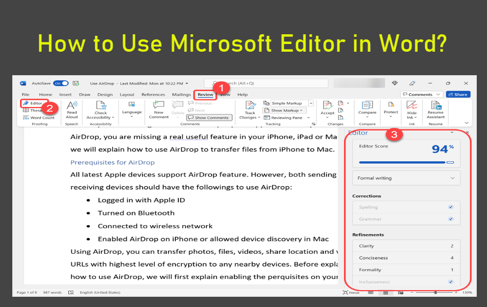 microsoft word editor settings