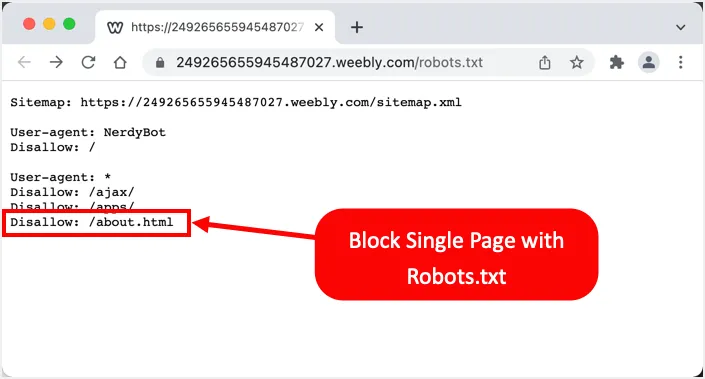 Weebly Page Blocked with Robots.txt